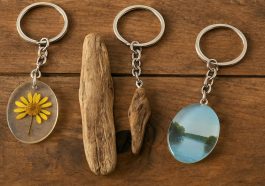 Gantungan Kunci dari Kayu Driftwood dan Resin Alam Suvenir Kecil dengan Sentuhan Mark Twain Lake
