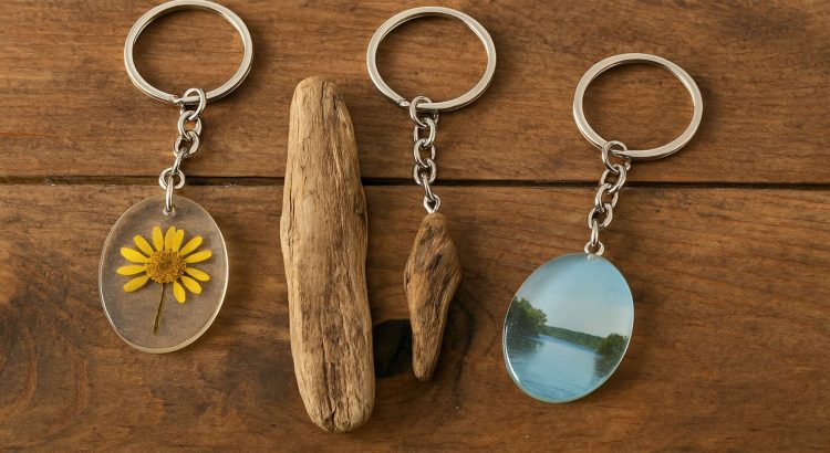 Gantungan Kunci dari Kayu Driftwood dan Resin Alam Suvenir Kecil dengan Sentuhan Mark Twain Lake