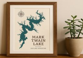 Custom Lake Map Art Framed Keepsakes That Trace Your Mark Twain Adventure