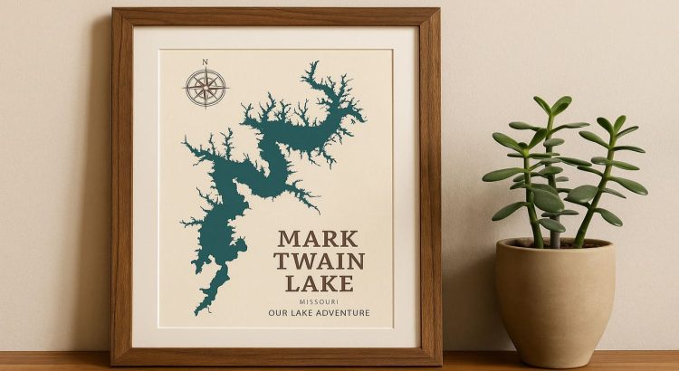 Custom Lake Map Art Framed Keepsakes That Trace Your Mark Twain Adventure