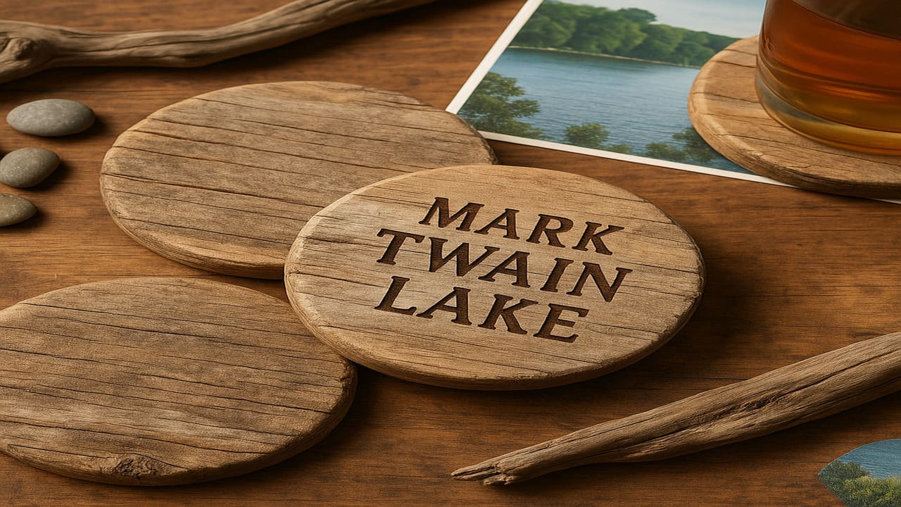 Lake Driftwood Coasters A Rustic Souvenir That Tells the Story of Mark Twain Lake
