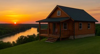 Sunset Bluff Cabins: Ideal Riverside Retreat with Breathtaking Views Near Mark Twain Lake