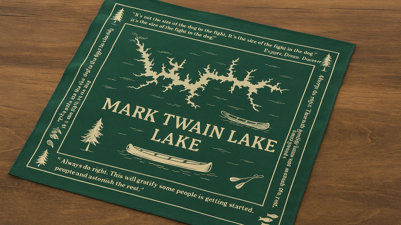 Mark Twain Lake Bandana A Wearable Souvenir of Story and Scenery