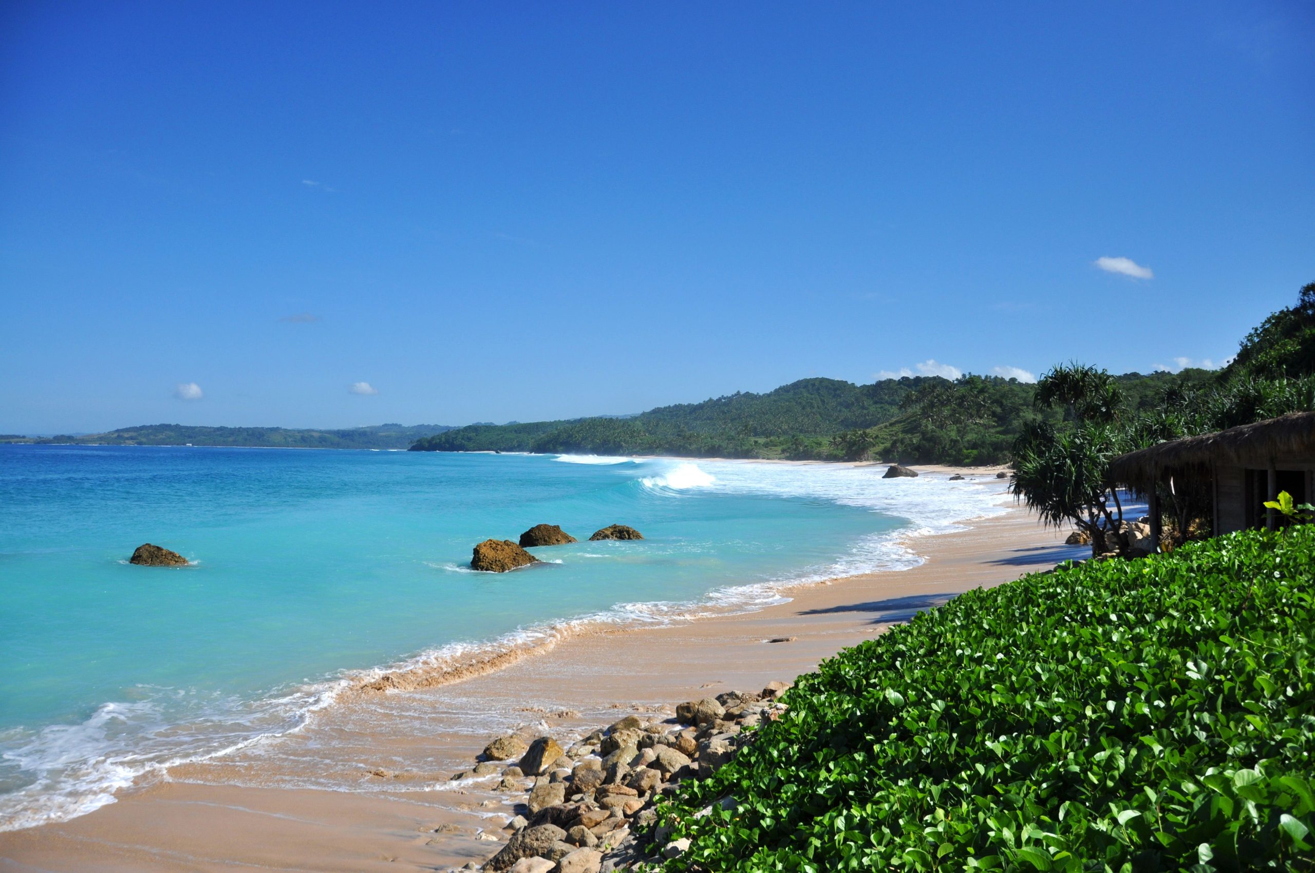 Nihiwatu, Sumba, Indonesia — High tide at Nihiwatu's famed 2.5-kilometer-long beach on Indonesia's Sumba island. Hard to access, the beach remains rather private for the hotel and its surrounding villages.